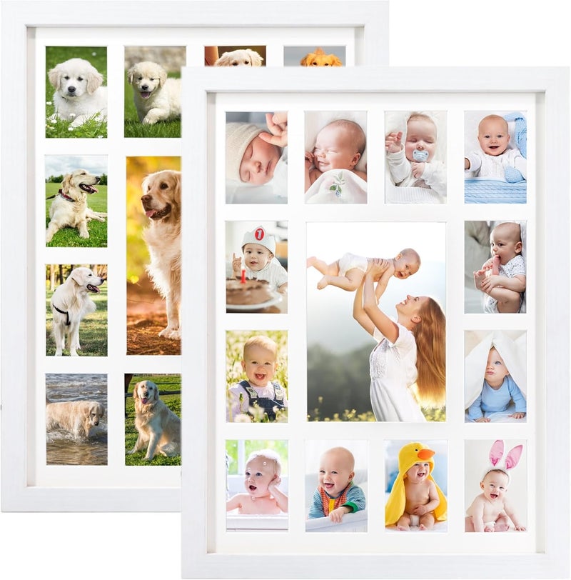FramePro School Years Picture Frame K-12 Day Graduation Photo Collage White Frame with Mat, Displays One 5x7 Photo and Twelve 2.5x3.5 Pictures, Pack of 2 - Image 1